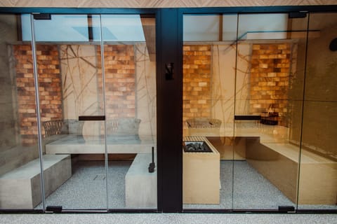 Sauna, spa tub, steam room