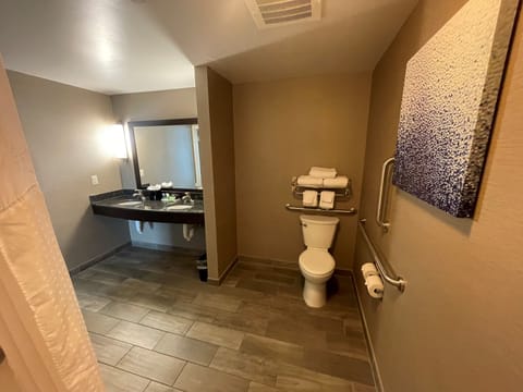 Suite, Accessible, Non Smoking (Mobility Tub) | Bathroom | Free toiletries, hair dryer, towels, soap