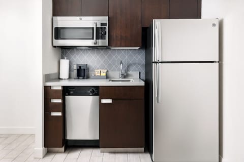 Fridge, microwave, dishwasher, coffee/tea maker