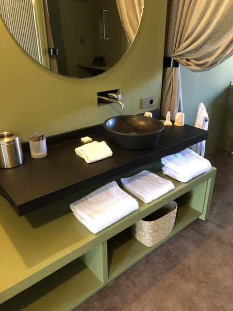 Double Room | Bathroom | Shower, rainfall showerhead, hair dryer, towels