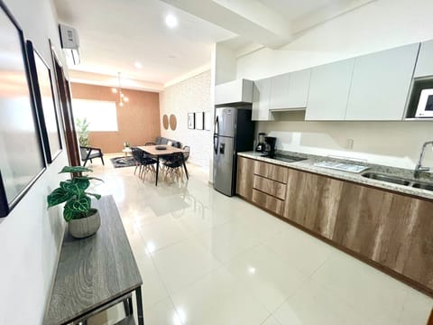 Comfort Apartment | Private kitchen | Full-size fridge, microwave, stovetop, blender