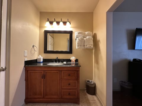 Suite | Bathroom | Combined shower/tub, free toiletries, hair dryer, towels