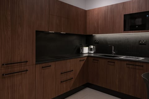 Junior Apartment | Private kitchen | Full-size fridge, microwave, stovetop, electric kettle