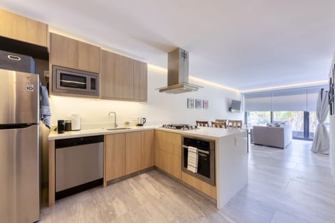 Apartment | Private kitchen | Full-size fridge, stovetop, toaster, blender