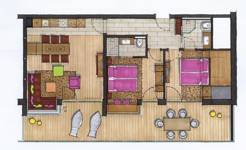 Premium Apartment, 2 Bedrooms, Kitchen, Mountain View | Floor plan