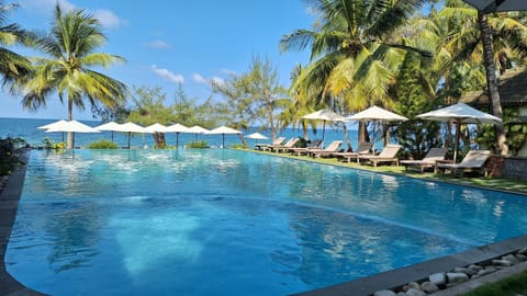 Outdoor pool, sun loungers