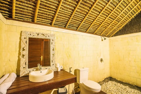 Deluxe Room | Bathroom | Shower, hair dryer, towels, soap