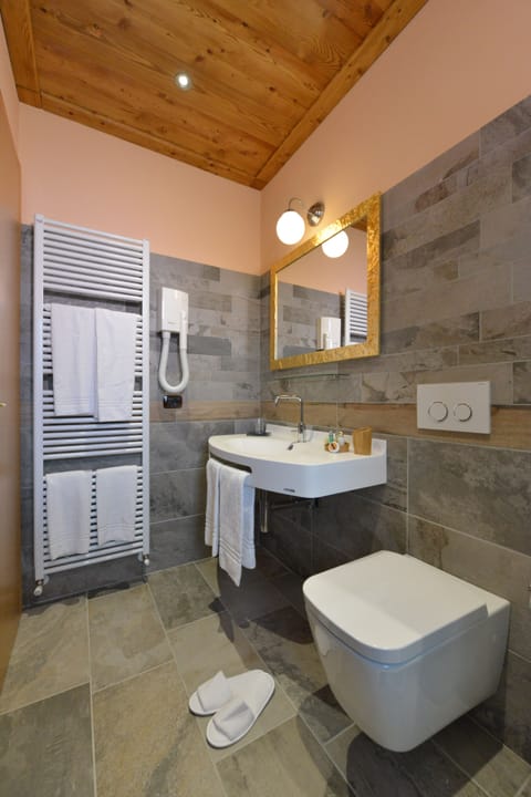 Shower, free toiletries, hair dryer, slippers