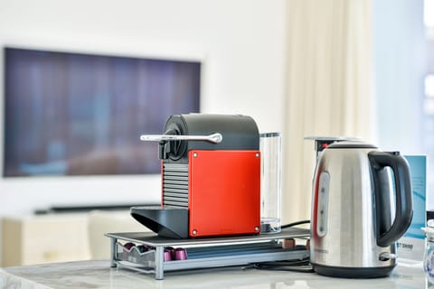 Grand Apartment, 2 Bedrooms, Sea View, Beachfront | Private kitchen | Full-size fridge, microwave, oven, stovetop