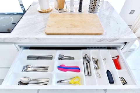 Grand Apartment, 2 Bedrooms, Sea View, Beachfront | Private kitchen | Full-size fridge, microwave, oven, stovetop