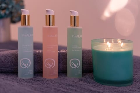 Shower, rainfall showerhead, hair dryer, towels