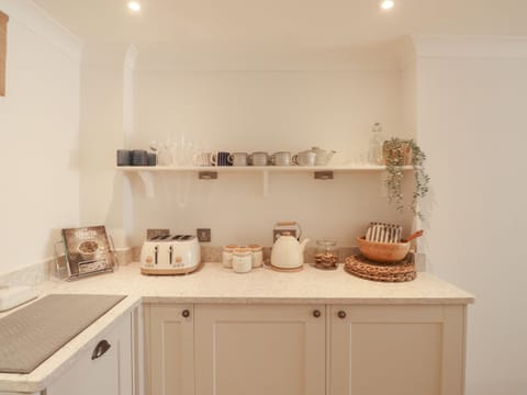 Fridge, dishwasher, electric kettle, toaster