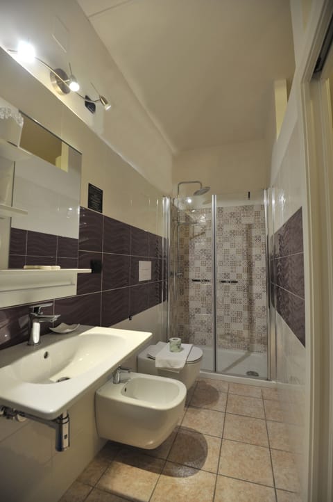 Shower, free toiletries, hair dryer, bidet