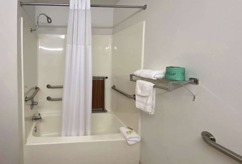 Combined shower/tub, towels