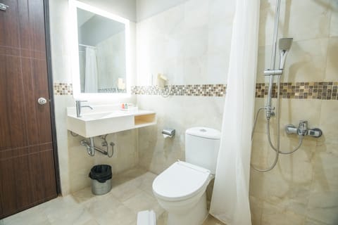 Deluxe Double Room | Bathroom | Shower, free toiletries, hair dryer, slippers