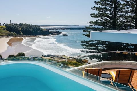 Outdoor pool, sun loungers