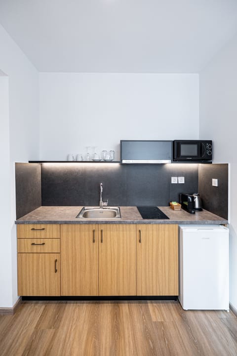 Basic Studio | Private kitchen | Mini-fridge, microwave, stovetop, espresso maker