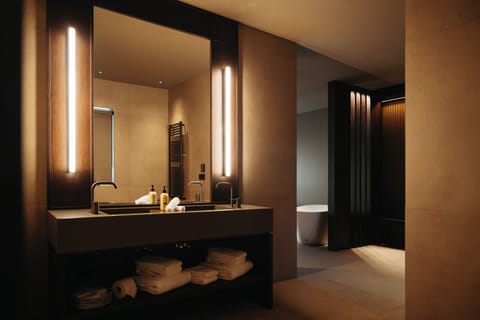 Deluxe Suite | Bathroom | Separate tub and shower, deep soaking tub, free toiletries, hair dryer