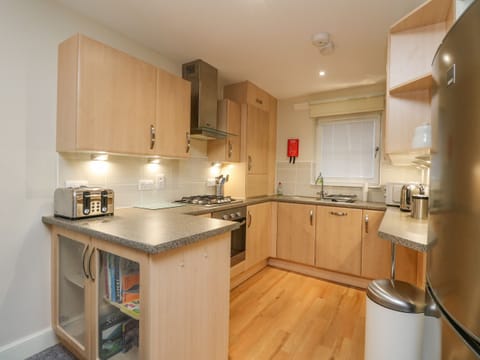 Fridge, dishwasher, electric kettle, toaster