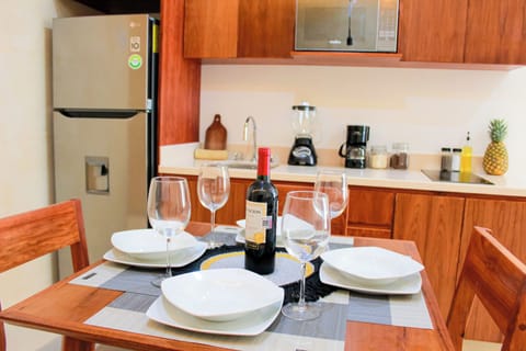 Comfort Apartment, 1 Bedroom, Patio, Ground Floor | Private kitchen | Fridge, microwave, blender, griddle