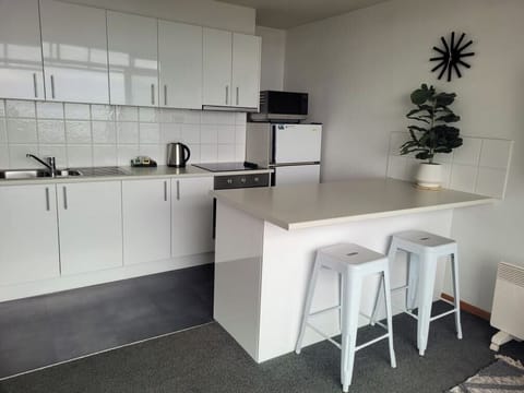 Panoramic Apartment | Private kitchen | Full-size fridge, microwave, oven, stovetop