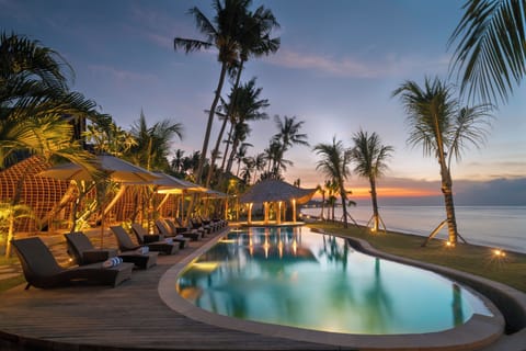 Outdoor pool, pool umbrellas