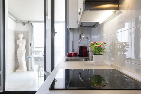 Panoramic Apartment | Private kitchen | Full-size fridge, microwave, stovetop, dishwasher