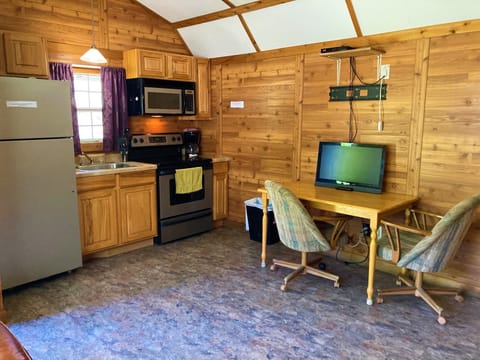 Premium Cabin | Private kitchen | Full-size fridge, microwave, oven, stovetop