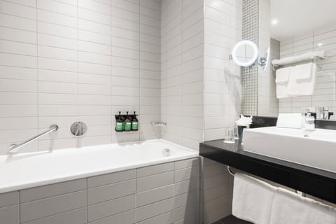 Shower, eco-friendly toiletries, hair dryer, slippers