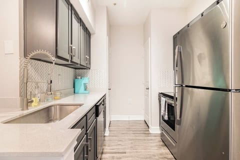 City Apartment " queen bed a sofa bed and a air mattress " | Private kitchen | Full-size fridge, microwave, oven, stovetop