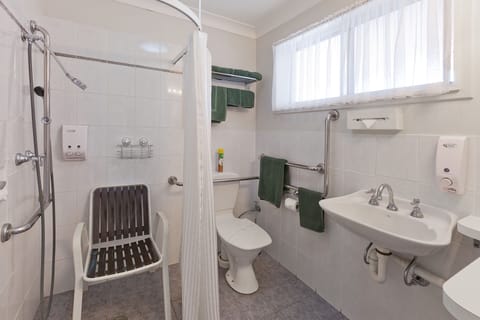 Standard Suite, 1 Bedroom, Non Smoking (3 PERSON DISABLED ROOM) | Bathroom | Shower, free toiletries, hair dryer, towels