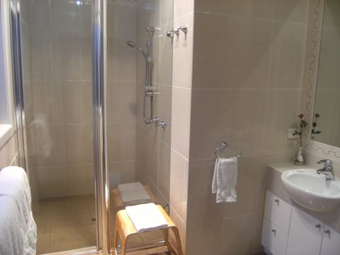 Camera Rossa | Bathroom | Shower, free toiletries, hair dryer, towels