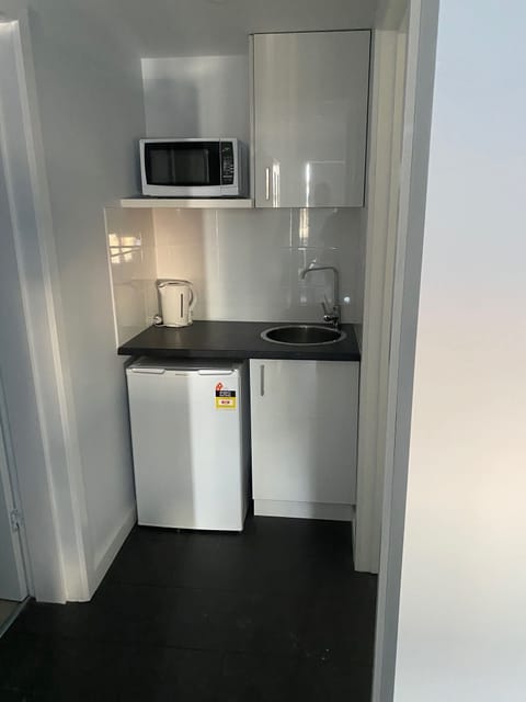 Fridge, microwave, coffee/tea maker, electric kettle