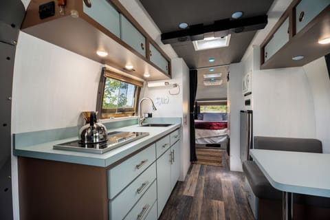 Airstream - The Bluebonnet | Private kitchen | Full-size fridge, microwave, oven, stovetop