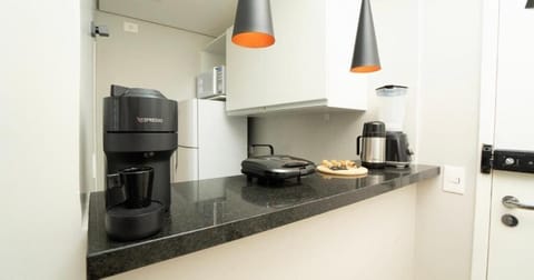 City Apartment | Private kitchenette | Fridge, microwave, blender, cookware/dishes/utensils