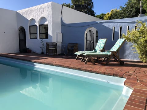 Outdoor pool, sun loungers