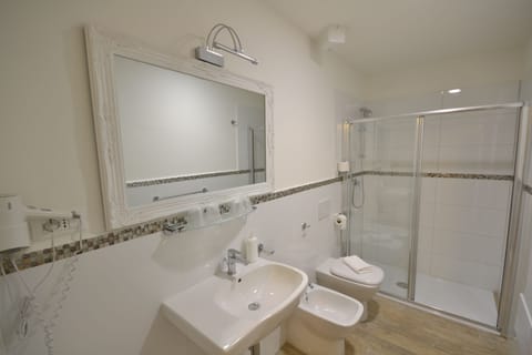 Shower, free toiletries, hair dryer, bidet