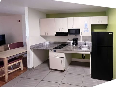 Standard Room, 1 Queen Bed, Accessible, Non Smoking | Private kitchenette | Full-size fridge, microwave, stovetop, cookware/dishes/utensils