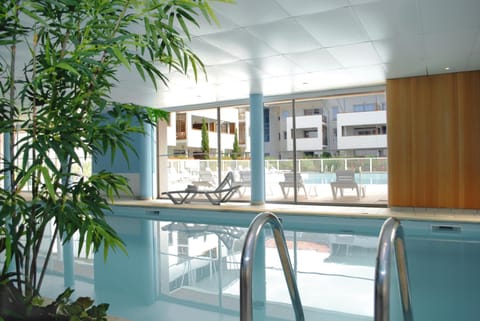 Indoor pool, outdoor pool, sun loungers