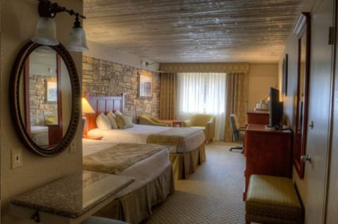 Down comforters, blackout drapes, iron/ironing board