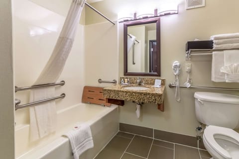 Room, 2 Queen Beds, Accessible, Non Smoking | Bathroom | Combined shower/tub, deep soaking tub, rainfall showerhead, hair dryer