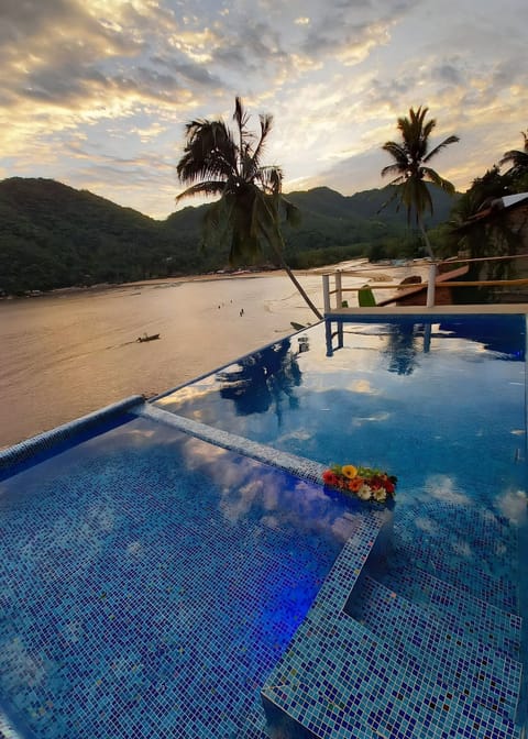 Outdoor pool, sun loungers