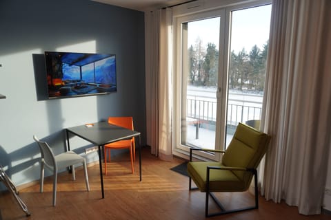 Superior Studio, Balcony | Living area | 50-inch flat-screen TV with satellite channels, TV, Netflix