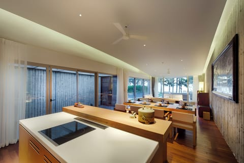 Beachfront Three-bedroom Wave Pool Villa | Private kitchen | Mini-fridge, espresso maker, electric kettle