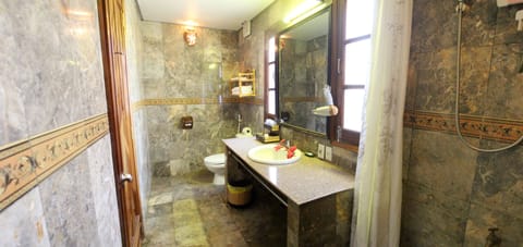 Bungalow, Beachfront | Bathroom | Shower, free toiletries, hair dryer, slippers