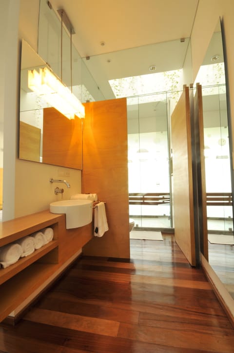 Junior Suite | Bathroom | Shower, rainfall showerhead, free toiletries, hair dryer