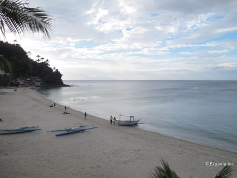 On the beach, white sand