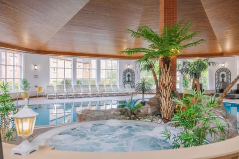 Indoor pool, open 7:30 AM to 8:30 PM, sun loungers