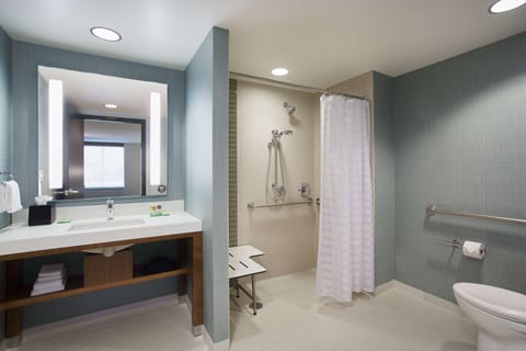 Room, 1 King Bed, Accessible (Shower) | Bathroom | Designer toiletries, hair dryer, towels