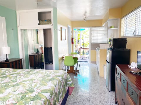 Queen Studio #5, Full Kitchen, Ground Floor, Pool View, Private Bathroom | Individually decorated, individually furnished, iron/ironing board